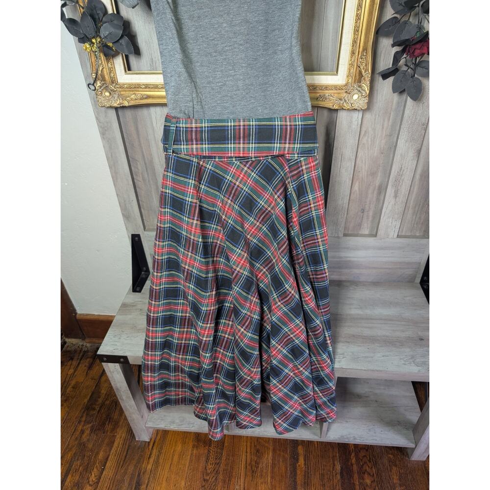 Mod X Plaid Maxi Skirt Grunge Academia Y2K Tartan Belted Size Medium - Picture 3 of 7